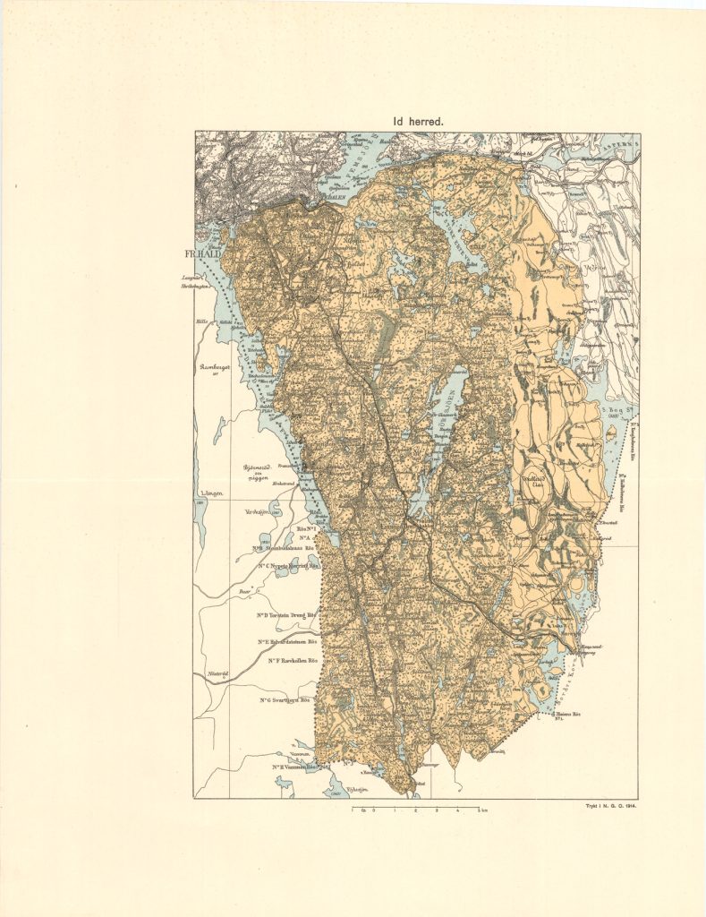 Kart fra 1914 over Idd