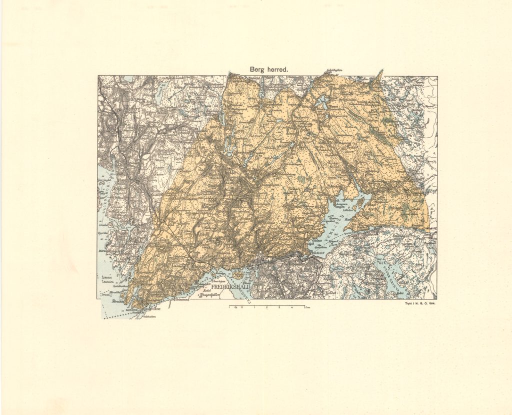Kart fra 1914 over Berg