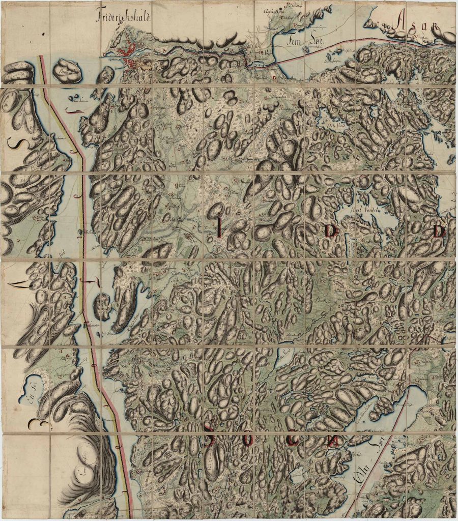 Kart fra 1808 over Idd og Enningdalen med Fredrikshald