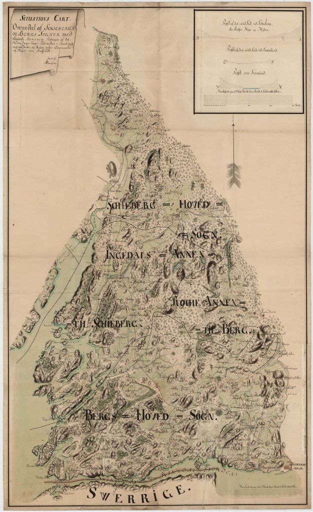 Kart fra 1794 over Berg og en del av Skjeberg